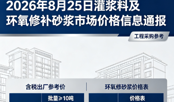 陵城2026年8月25日灌浆料及环氧修补砂浆市场价格信息通报